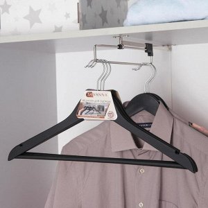 Вешалка для одежды с перекладиной SAVANNA, размер 46-48, дерево, покрытие Soft-touch, цвет чёрный