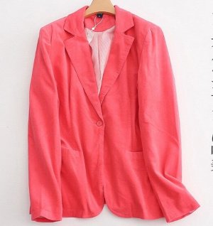 Женский вельветовый пиджак на пуговице, цвет розовый