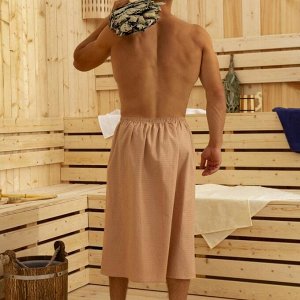 Полотенце для бани «Король бани» мужской килт, 75х150 см, 100% хлопок, ваф. полотно, бежевый