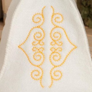 Шапка для бани с вышивкой "Узоры Азии" желтый узор