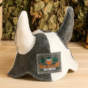 Шапка для бани и сауны «Банный воин: викинг», полиэфир 70%, шерсть 30%, «Банная забава»