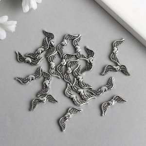 Бусина для творчества металл "Сердечко с крыльями" серебро 2806 0,6х2 см