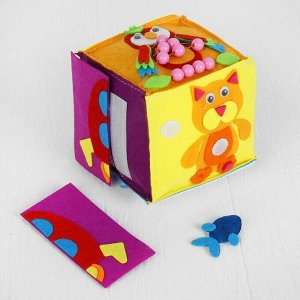 Мягкий бизикубик «Веселые игрушки» текстильный, 10×10 см