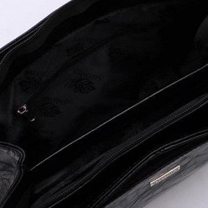 Сумка-тоут, отдел на молнии, 2 наружных кармана, длинный ремень, цвет чёрный
