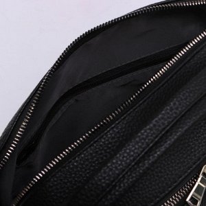 Саквояж, 2 отдела на молниях, наружный карман, длинный ремень, цвет чёрный
