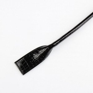 Ручка для сумки, цвет чёрный, широкое крепление, лаковая рептилия, 68 см