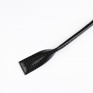 Ручка для сумки, цвет чёрный, широкое крепление, мелкая лаковая рептилия, 68 см