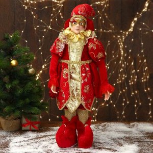 Новогодний шут "В красном костюме с узорами" 32х65 см