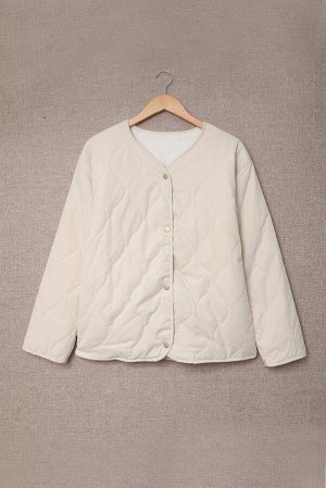 Белая двусторонняя стеганная куртка на кнопках
