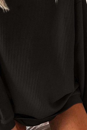Черный однотонный  свитер оверсайз в рубчик