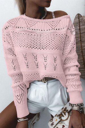 Розовый укороченный свитер с перфорацией