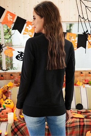Черный свитшот на Хэллоуин с клетчатыми принтом тыква и надписью: It's Fall Yall