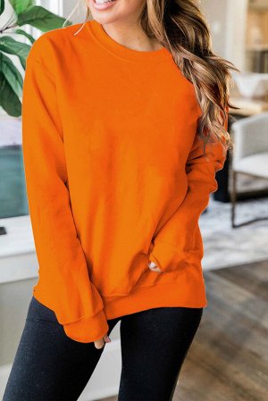 Оранжевый однотонный пуловер-свитшот