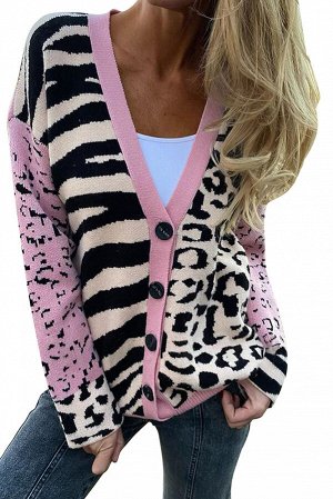 Розовый свитер-кардиган оверсайз кошачьей окраски
