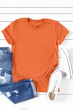 Оранжевая однотонная повседневная футболка