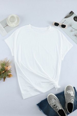 Белая однотонная свободная футболка