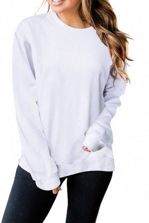 Белый однотонный пуловер-свитшот