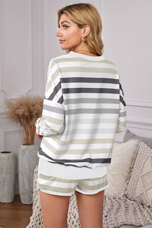 Gray Gradient Stripes Home Casual Suit