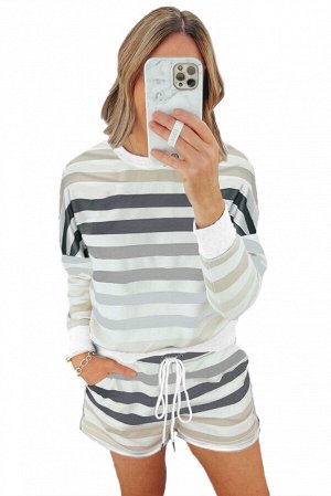 Gray Gradient Stripes Home Casual Suit