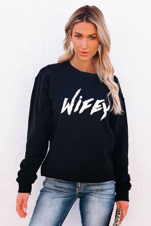 Черный свитшот с надписью: Wifey