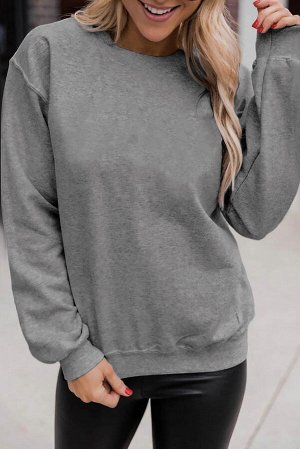 Светло-серый однотонный пуловер-свитшот