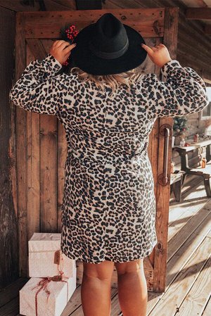 Леопардовое платье-водолазка плюс сайз