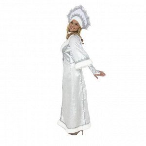 Карнавальный костюм «Снегурочка Метелица», платье, рукава, кокошник, р. 46