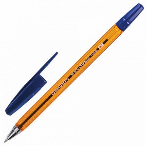 Ручка шариковая BRAUBERG "M-500 AMBER", СИНЯЯ, корпус тонированный оранжевый, узел 0,7 мм, линия письма 0,35 мм, 143451