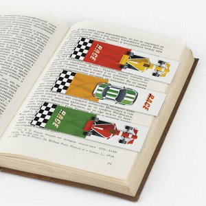 Закладки для книг с магнитом RACE CARS, набор 6 шт., блестки, 25x196 мм, ЮНЛАНДИЯ, 113446