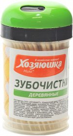 ХОЗ Зубочистки &quot;ХОЗЯЮШКА&quot; 200шт (баночка) деревянные