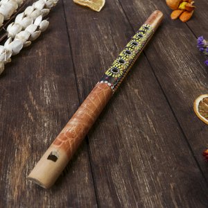 Музыкальный инструмент бамбук "Флейта Этнический орнамент" 35x2,5x2,5 см