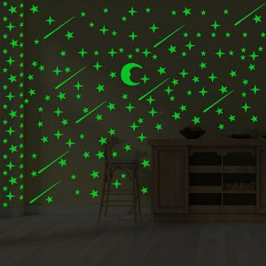 Набор светящихся наклеек «Звезды + полумесяц» (2464)