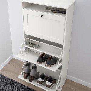 IKEA BRUSALI БРУСАЛИ Галошница,3 отделения, белый61x30x130 см