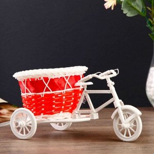 Корзина декоративная "Велосипед с кашпо-красная лента" 22х11х12 см