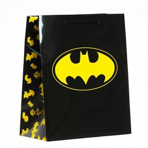 Пакет подарочный Batman, 180х223х100 мм, цвет чёрный