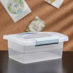 Ящик для хранения с крышкой и защёлками Laconic mini, 850 мл, 17?12?7 см, цвет прозрачный/небесный