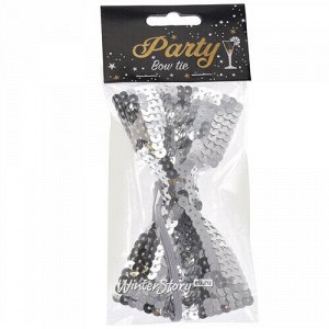 Карнавальный галстук-бабочка Silver Party с пайетками 13*8 см (Koopman)