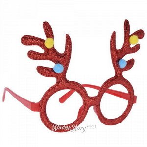 Новогодние очки Забавные рожки 14*12 см красные (Koopman)