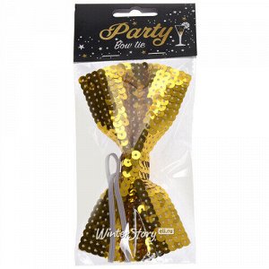 Карнавальный галстук-бабочка Golden Party с пайетками 13*8 см (Koopman)