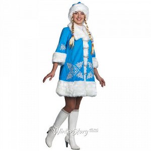 Карнавальный костюм для взрослых Снегурочка с вышивкой, 48 размер (Батик)