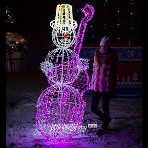 Светящийся Снеговик с контрабасом уличный 210 см (GREEN TREES)