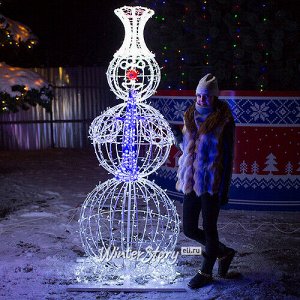 Светящийся Снеговик с трубой уличный 210 см (GREEN TREES)