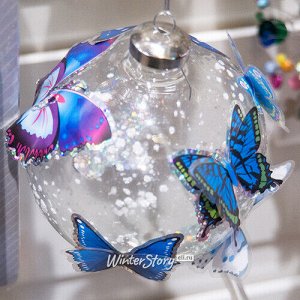 Наклейки Зимние Бабочки объемные, 7 шт, сине-голубой (ShiShi)