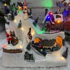 Светящаяся композиция Christmas Village: Время Подарков 26*20 см, с движением и музыкой (Kaemingk)