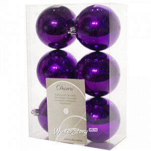 Набор пластиковых шаров Фиолетовый 8 см, 6 шт, mix (Kaemingk)