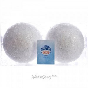 Набор елочных шаров Снежки Shiny 10 см, 2 шт (Kaemingk)