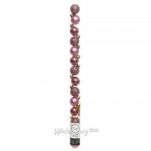 Набор пластиковых шаров Блеск 3 см розовый бархат, 14 шт (Kaemingk)