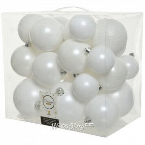Набор пластиковых шаров Cosmo Белый, 6-10 см, 26 шт (Kaemingk)