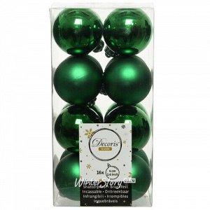 Набор пластиковых шаров Рождественский Зеленый 4 см, 16 шт, mix (Kaemingk)