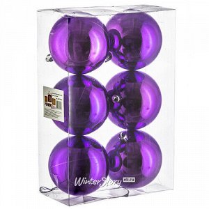 Набор пластиковых глянцевых шаров 8 см фиолетовый, 6 шт, Winter Decoration (Winter Decoration)